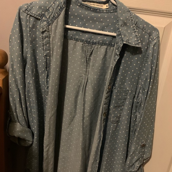 Blue and white polka dot flannel - Picture 4 of 4